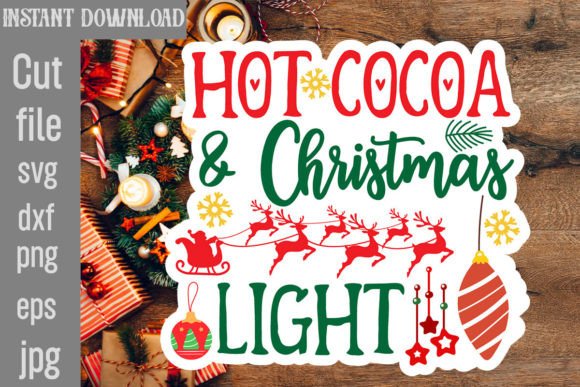 Hot Cocoa Christmas Light SVG Cut File