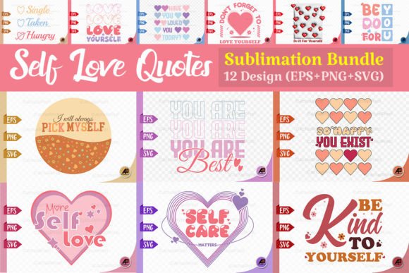 Self Love Quote PNG SVG Design Bundle